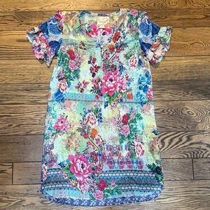 Lulalife Patchwork Floral Shirt Dress Size Medium
